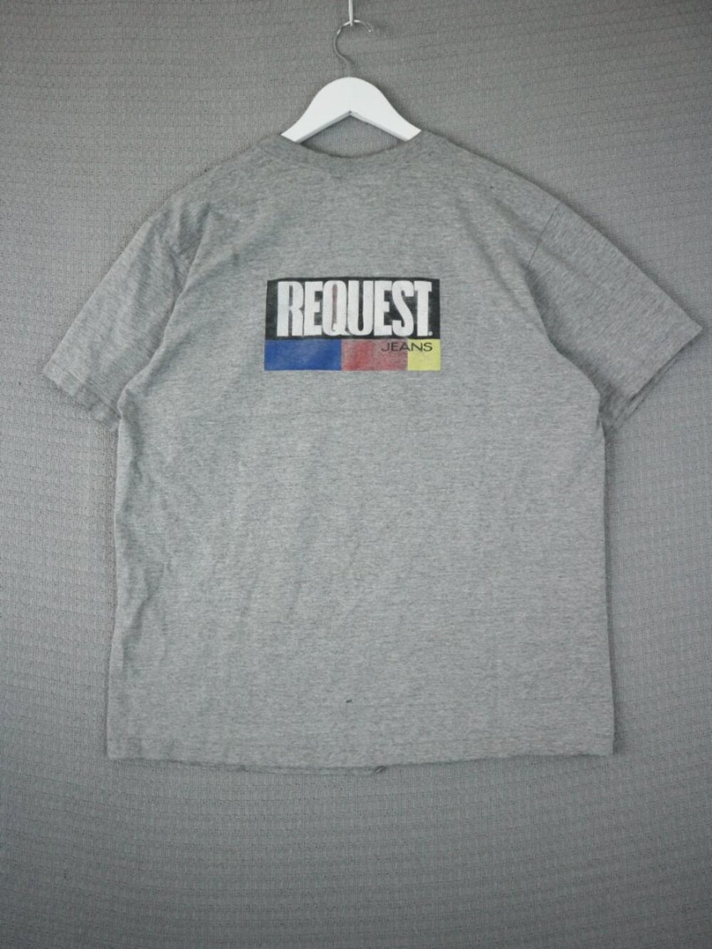 Request Brand Grey Distressed Graphic Tee Vintage 1990s Made in Canada